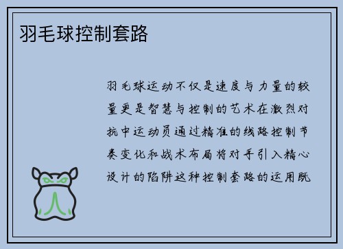 羽毛球控制套路